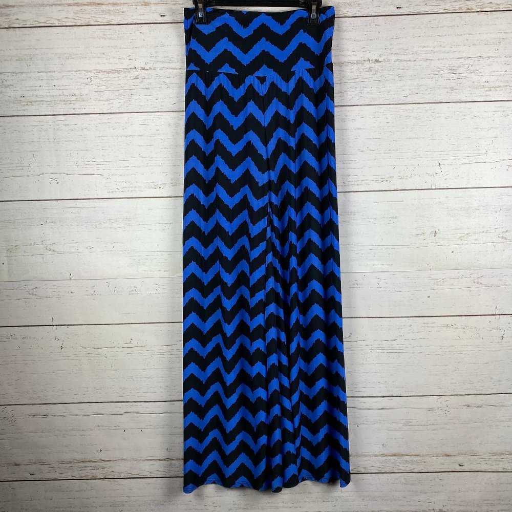 Blue Black Chevron Flair Gaucho Lounge Yoga Pants